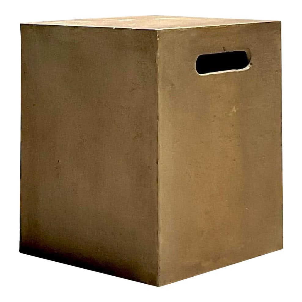 Vintage Boho Ecru Ceramic Stool with Cut-Out Handles: Vintage Boho Ecru Ceramic Stool with Cut-Out Handles This vintage Boho low stool features a stylish matte glazed ceramic finish in an elegant ecru color. With a clean and modern design, it is equipped