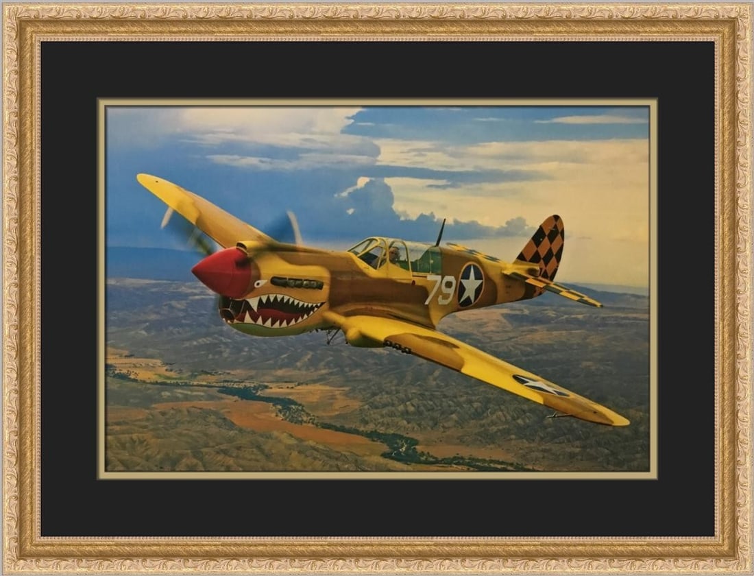 Curtiss P-40N Warhawk Custom Framed Print by Philip Makanna: Curtiss P-40N Warhawk Custom Framed Print by Philip Makanna This stunning custom framed print features the iconic Curtiss P-40N Warhawk, created by artist Philip Makanna. The artwork is presented in a