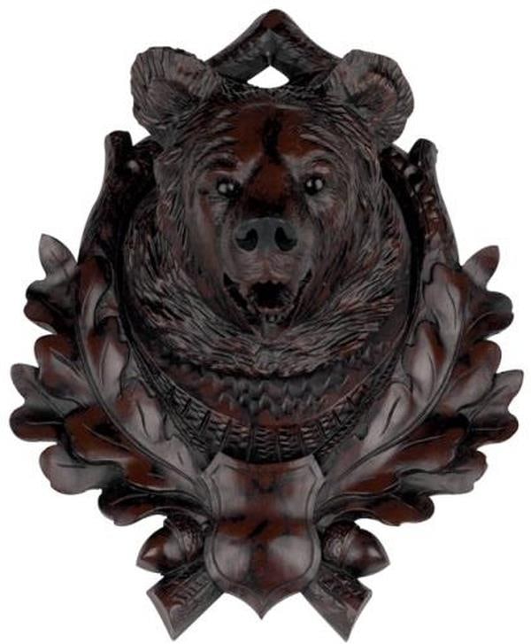 Rustic Bear Lodge Trophy Hand-Cast Resin Sculpture 17x13x9.5: Rustic Bear Lodge Trophy Hand-Cast Resin Sculpture 17x13x9.5 This item is made at time of order. Please allow 42 to 70 days for production. Presenting a stunning Rustic Bear Lodge Hunting Trophy, meti