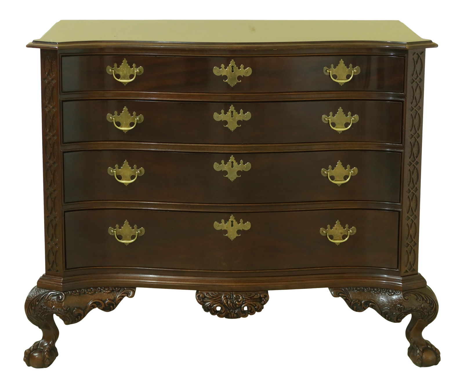 Sutton Ball & Claw Mahogany Needham Chest 44.5x24x36.5: Sutton Ball & Claw Mahogany Needham Chest 44.5x24x36.5 This stunning Sutton Ball & Claw Mahogany Needham Chest boasts a high sheen dark mahogany finish, providing a classic and elegant touch to any sp