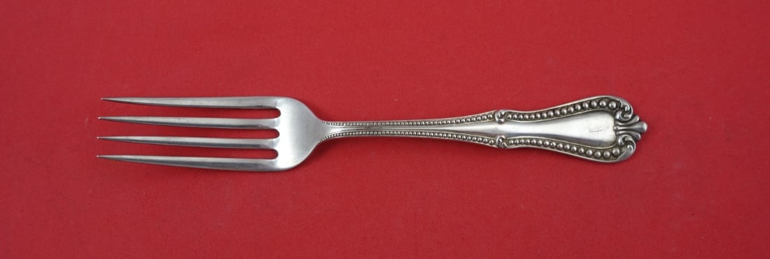 Sterling Silver Fork in Georgian Bead Pattern by Frank Whiting 6 7/8 Inch: Sterling Silver Fork in Georgian Bead Pattern by Frank Whiting 6 7/8 Inch This is a sterling silver regular fork in the Georgian Bead pattern by Frank Whiting. The fork measures 6 7/8 inches in length