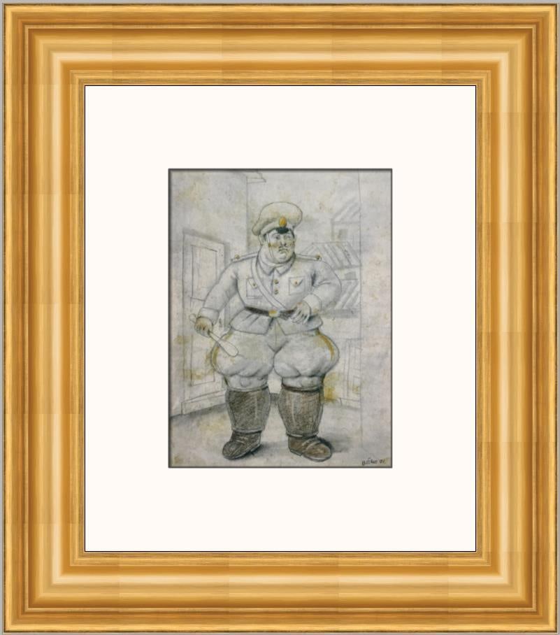 Fernando Botero The Policeman Framed Print 22x20 Surrealism Art: Fernando Botero The Policeman Framed Print 22x20 Surrealism Art This stunning custom framed print titled 'The Policeman' by renowned artist Fernando Botero showcases a striking surrealistic style. Cre
