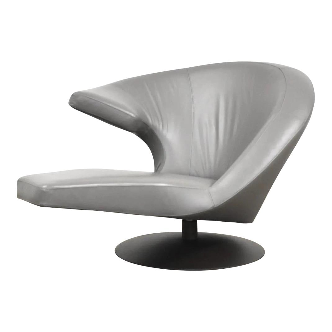 Parabolica Grey Leather Swivel Chair by Leolux Design (1 of 7)