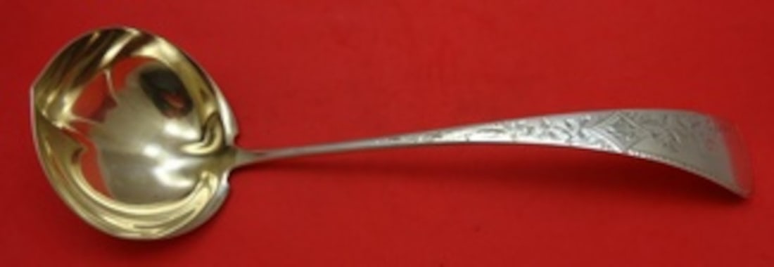 Gorham Antique Engraved #8 Sterling Silver 13 Inch Gold Wash Soup Ladle (1 of 2)