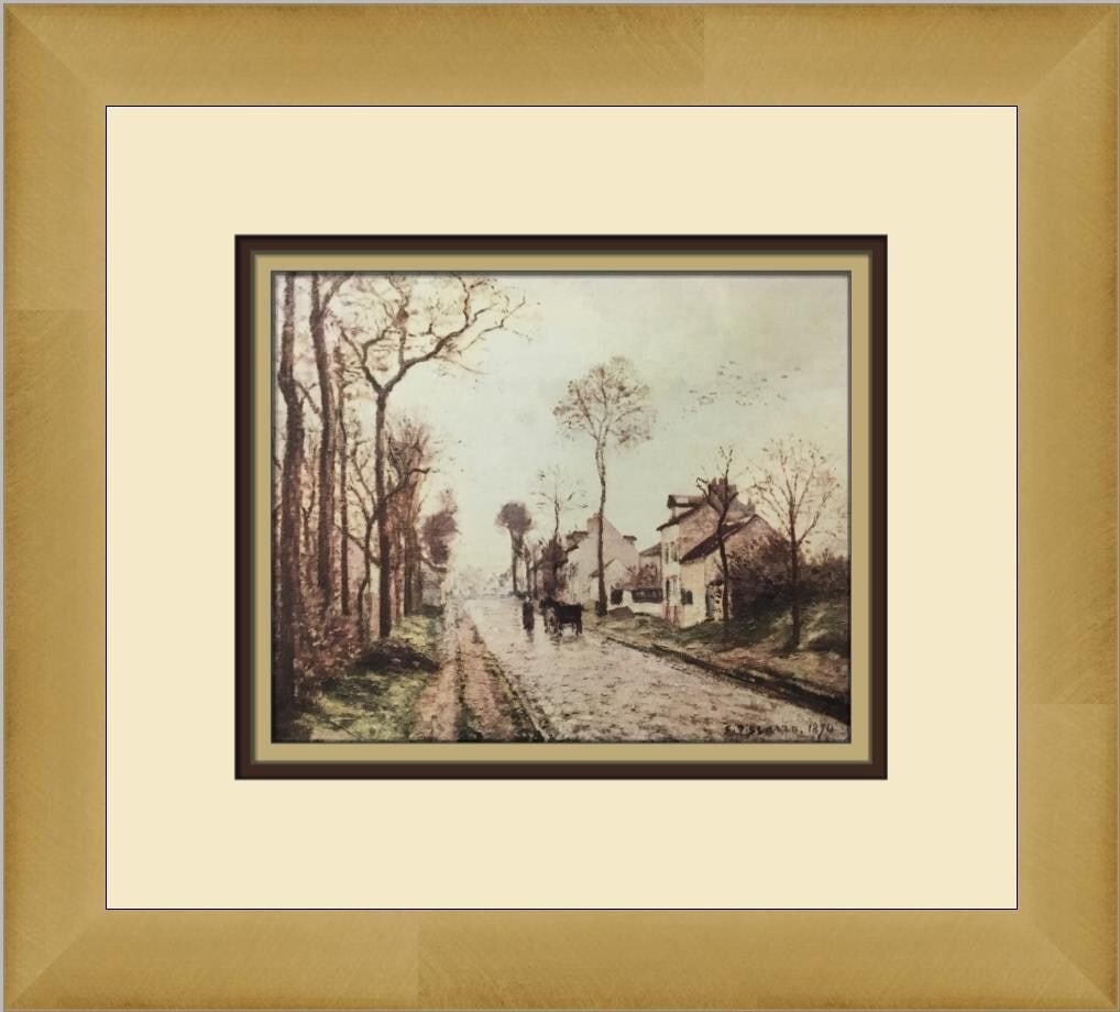 Camille Pissarro A Road in Louveciennes Custom Framed Print 12 x 13: Camille Pissarro A Road in Louveciennes Custom Framed Print 12 x 13 This exquisite custom-framed print features Camille Pissarro's artwork titled "A Road in Louveciennes," showcasing the artist's reno
