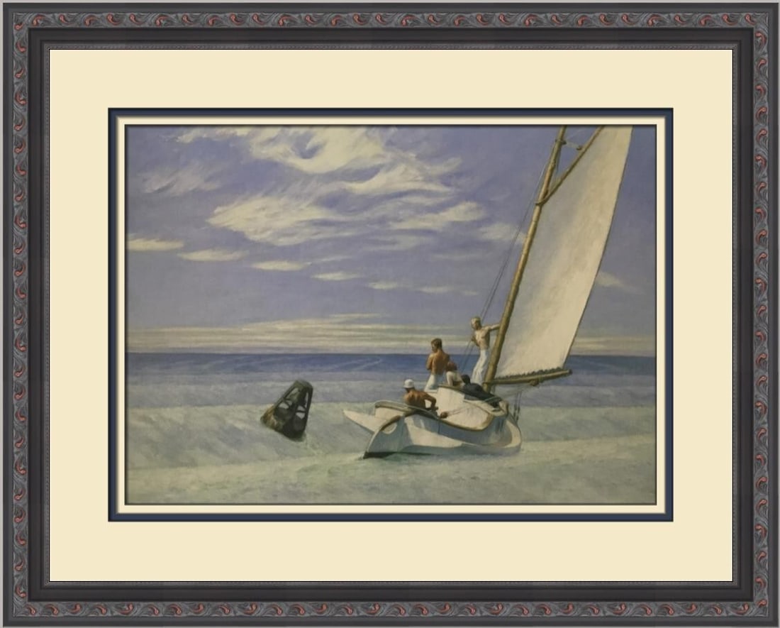 Edward Hopper Ground Swell Framed Print 16x20 Realism Art: Edward Hopper Ground Swell Framed Print 16x20 Realism Art This stunning custom framed print features Edward Hopper's renowned work, "Ground Swell," showcasing his signature realism style. Measuring 16