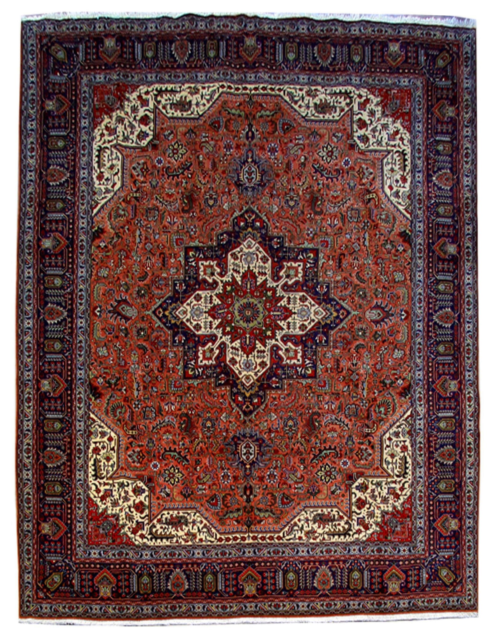 Persian Tabriz Rug 9'10" x 12'11" Handmade Rust Wool Design (1 of 6)