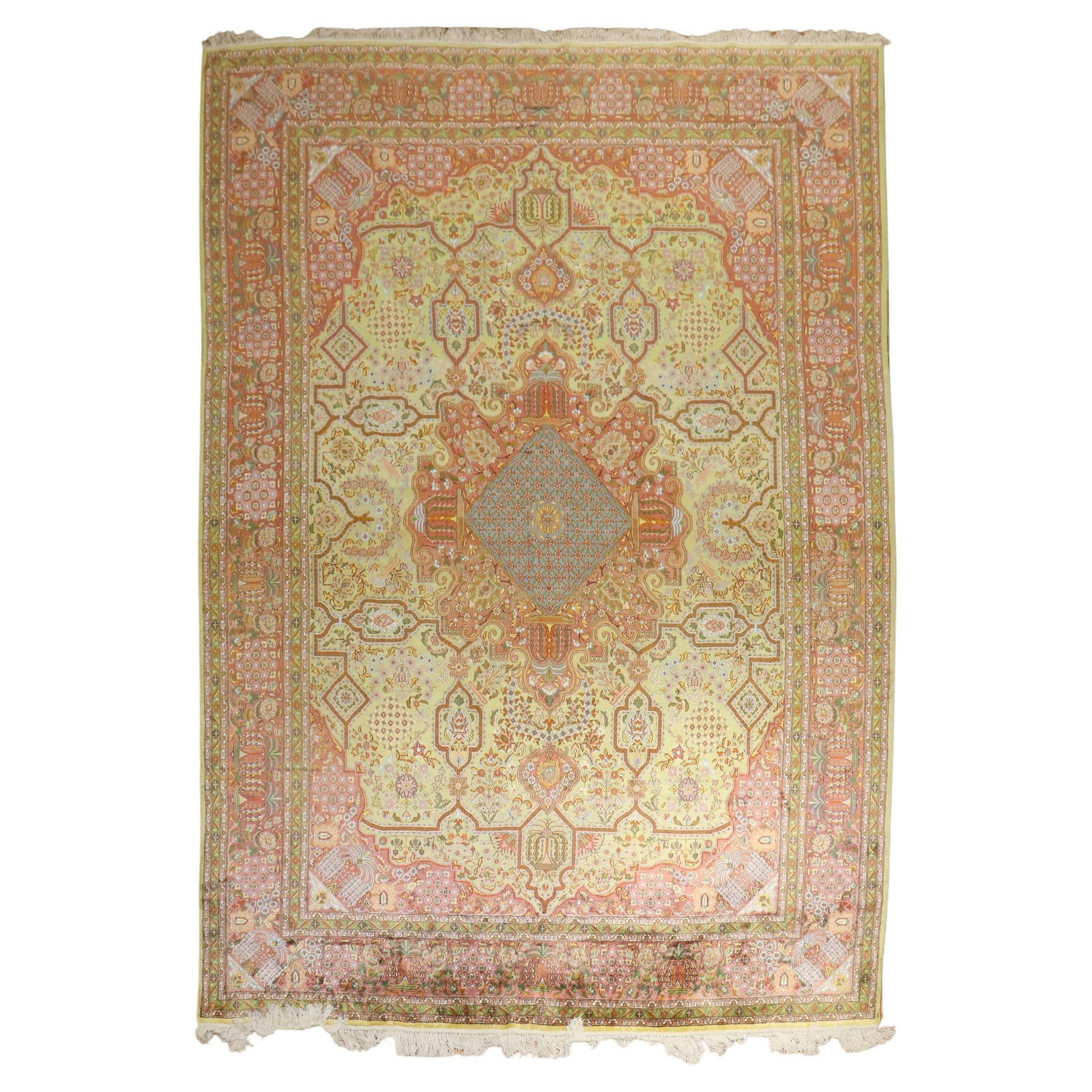 Mohtashem Antique Silk Kashan Rug 8'4 x 11'5 Hand-Woven Persian (1 of 5)