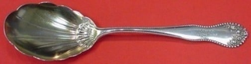 Gorham Lancaster Sterling Silver Preserve Spoon Gold Washed 7 Inch: Gorham Lancaster Sterling Silver Preserve Spoon Gold Washed 7 Inch Presenting the Lancaster Preserve Spoon, crafted by Gorham, a distinguished name in silverware. This exquisite piece is made of sterl