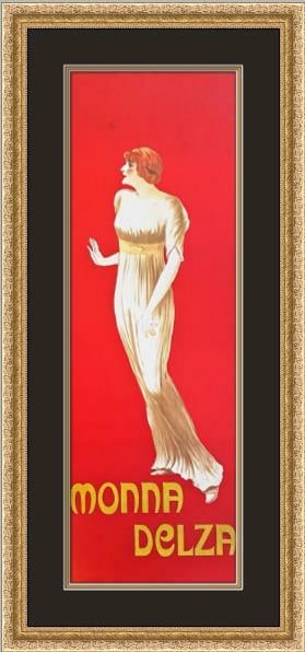 Leonetto Cappiello Monna Delza Art Deco Advertising Print Framed: Leonetto Cappiello Monna Delza Art Deco Advertising Print Framed This custom framed print features the iconic "Monna Delza" advertising poster by renowned artist Leonetto Cappiello. The artwork is pre