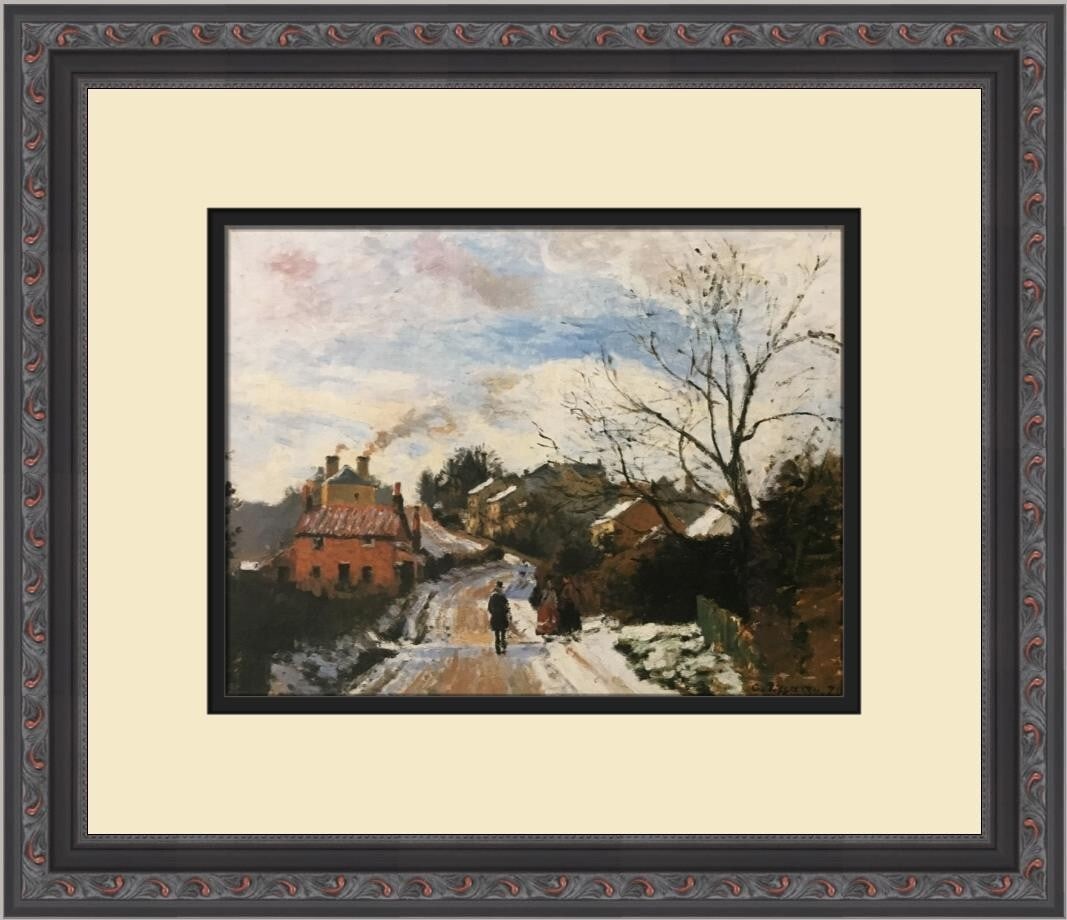 Camille Pissarro Fox Hill in Snow Custom Framed Print 15x13 Landscape: Camille Pissarro Fox Hill in Snow Custom Framed Print 15x13 Landscape This exquisite custom-framed print showcases Camille Pissarro's captivating artwork titled "Fox Hill in Upper Norwood in Snow." Me