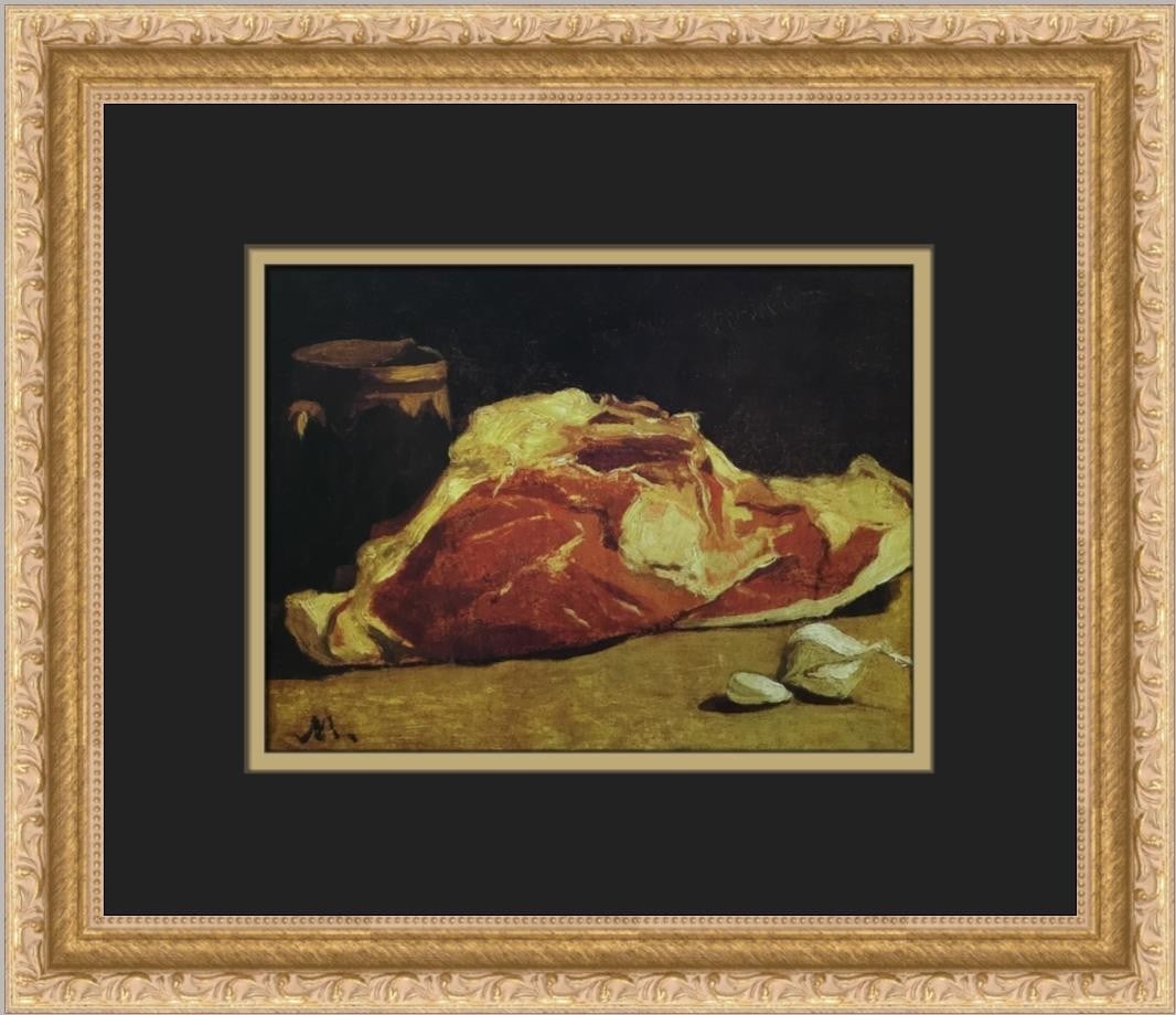 Claude Monet Still-Life with Meat Custom Framed Art Print: Claude Monet Still-Life with Meat Custom Framed Art Print This stunning custom framed print features Claude Monet's iconic artwork titled "Still-Life with Meat," capturing the essence of the Expressio