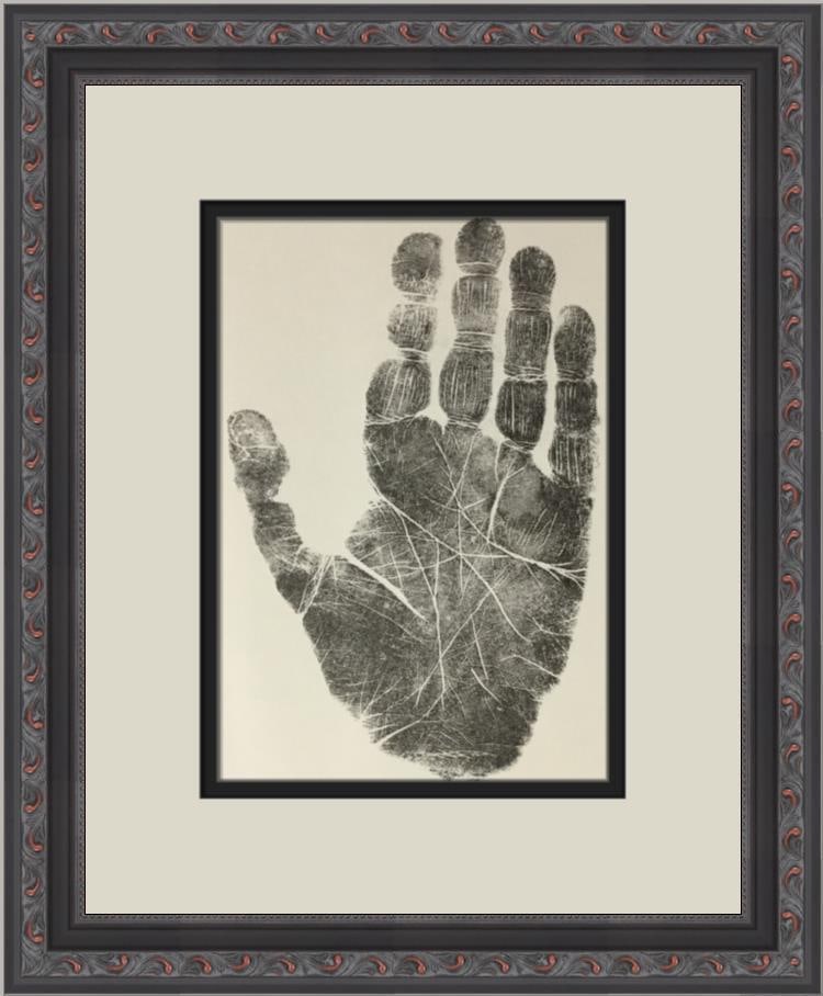 Marc Chagall Impression of Right Hand Custom Framed Lithograph Art Print: Marc Chagall Impression of Right Hand Custom Framed Lithograph Art Print Experience the artistic brilliance of Marc Chagall with this custom framed print titled 'Impression of Chagall's Right Hand.' T