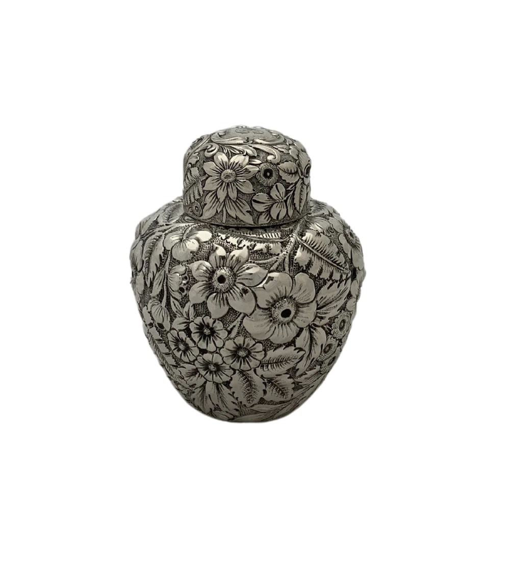 Antique Gorham 925 Sterling Silver Besamim Holder Box with Floral Repousse: Antique Gorham 925 Sterling Silver Besamim Holder Box with Floral Repousse Discover this exquisite Old Antique Gorham 925 Sterling Silver Handmade Repousse Box, designed to hold Besamim. This unique p