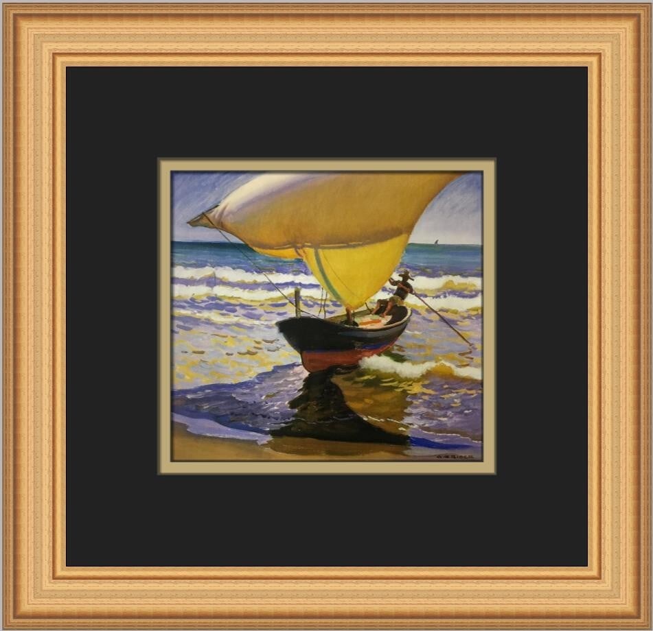 A.G. Rider Spanish Fishing Boat Custom Framed Art Print 12x12: A.G. Rider Spanish Fishing Boat Custom Framed Art Print 12x12 This stunning custom framed print titled "Spanish Fishing Boat" by artist A.G. Rider captures the essence of contemporary art through its