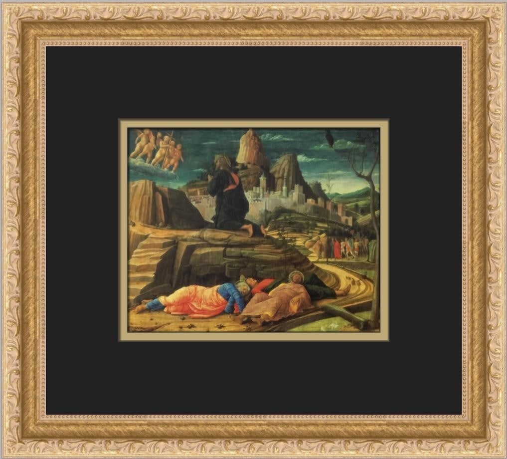 Andrea Mantegna The Agony in the Garden Custom Framed Print 12 x 13: Andrea Mantegna The Agony in the Garden Custom Framed Print 12 x 13 This exquisite reproduction of Andrea Mantegna's "The Agony in the Garden" is custom framed to enhance its beauty and preserve its q