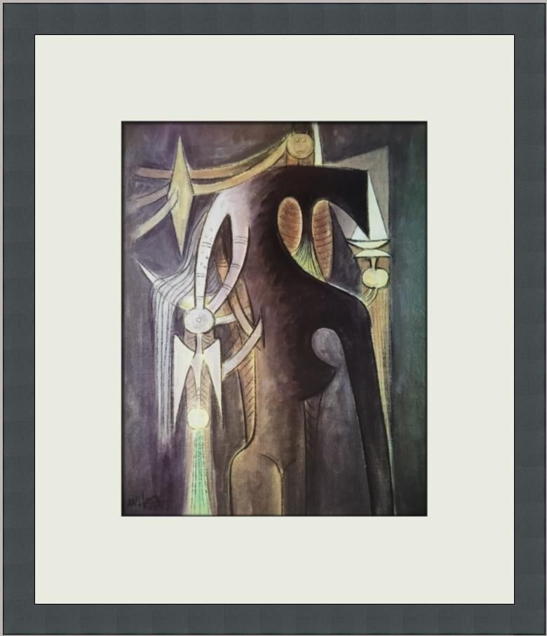 Wilfredo Lam Horse Woman Custom Framed Surrealist Print 2001: Wilfredo Lam Horse Woman Custom Framed Surrealist Print 2001 This stunning custom framed print titled "Horse Woman" is a remarkable work by renowned artist Wilfredo Lam, showcasing his surrealistic st