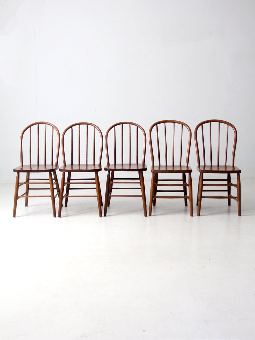 Set of 5 Antique Bow Back Windsor Dining Chairs (1 of 18)