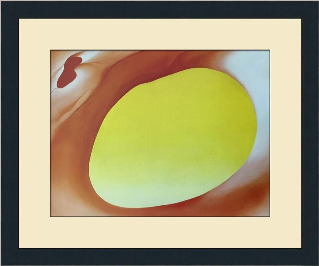 Georgia O'Keeffe Pelvis Red and Yellow Framed Print 1988: Georgia O'Keeffe Pelvis Red and Yellow Framed Print 1988 Discover the stunning beauty of Georgia O'Keeffe's art with this custom framed print of 'Pelvis Red and Yellow.' This medium-sized print, produ