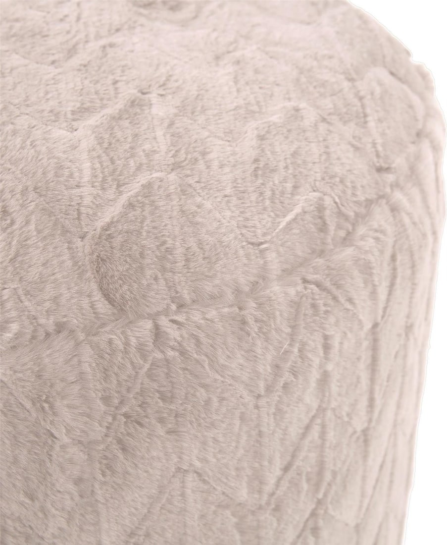 Howard Elliott Round Angora Pouf Ottoman in Brown: Howard Elliott Round Angora Pouf Ottoman in Brown Introducing the Elegant Angora Natural Pouf Ottoman, a versatile addition to your living space that combines style and functionality. This round foot