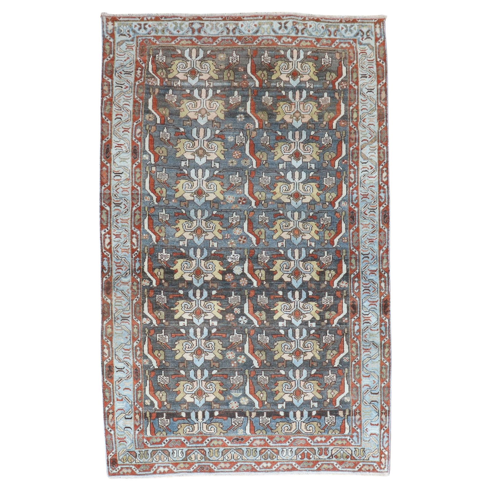 Antique Persian Bakhtiari Accent Rug Hand-Woven Wool 52 x 81 Inches (1 of 8)