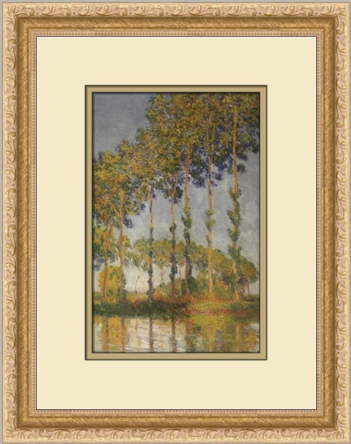 Claude Monet Poplars in Autumn 14 x 12 Custom Framed Print: Claude Monet Poplars in Autumn 14 x 12 Custom Framed Print This stunning custom framed print features Claude Monet's iconic artwork "Poplars in Autumn Along the River Epte". Created in the 1980s, this