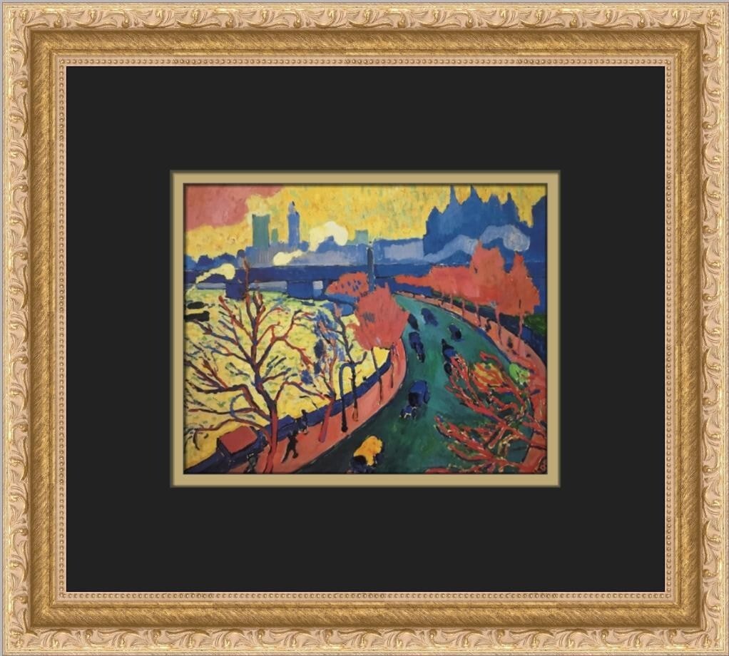 Andre Derain Charing Cross Bridge Custom Framed Lithograph Art Print: Andre Derain Charing Cross Bridge Custom Framed Lithograph Art Print This stunning custom framed print features Andre Derain's iconic artwork titled 'Charing Cross Bridge'. The piece showcases a reali