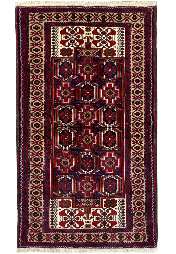 Handcrafted 3.5 x 6.7 Afghan Baluch Rug Wool Tribal Design (1 of 11)