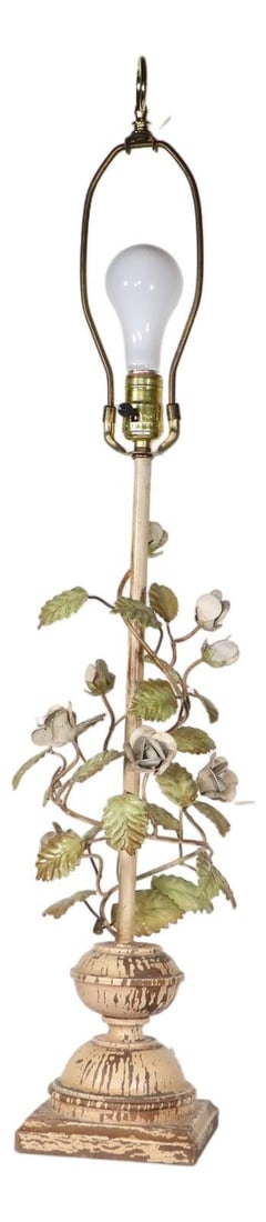 Italian Metal and Wood Table Lamp with Floral Design by Safran & Glucksman (1 of 10)
