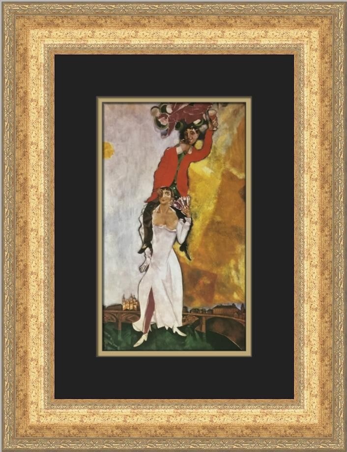 Marc Chagall Double Portrait with Wine Glass Custom Framed Print 1991 (1 of 2)