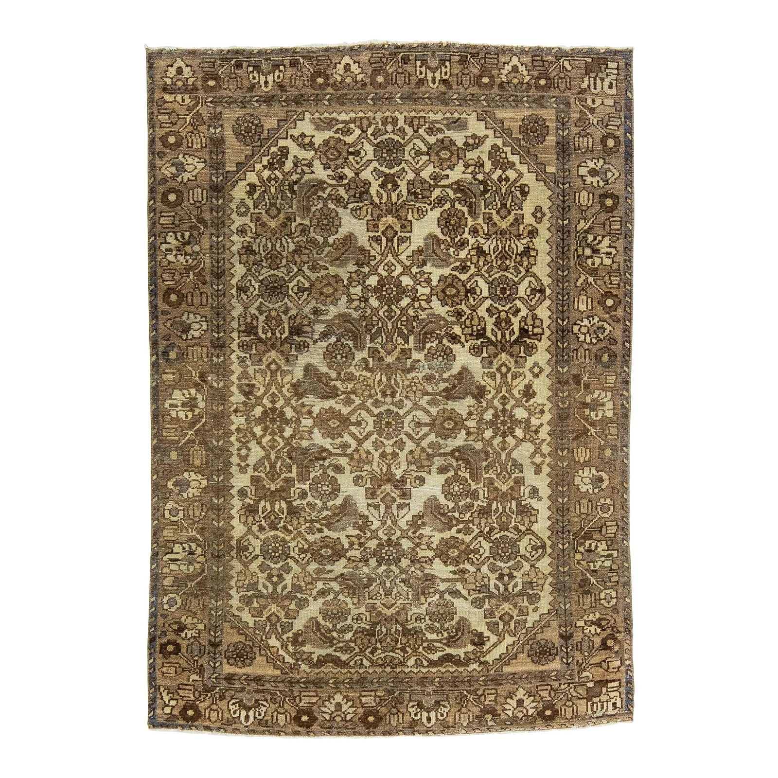 Antique Persian Malayer Beige Wool Scatter Rug 3'4 x 4'10 (1 of 9)