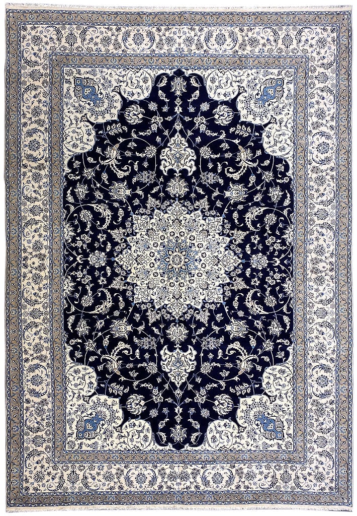 Large 9'10 x 18'11 Persian Nain Handmade Wool Silk Rug Iran (1 of 12)