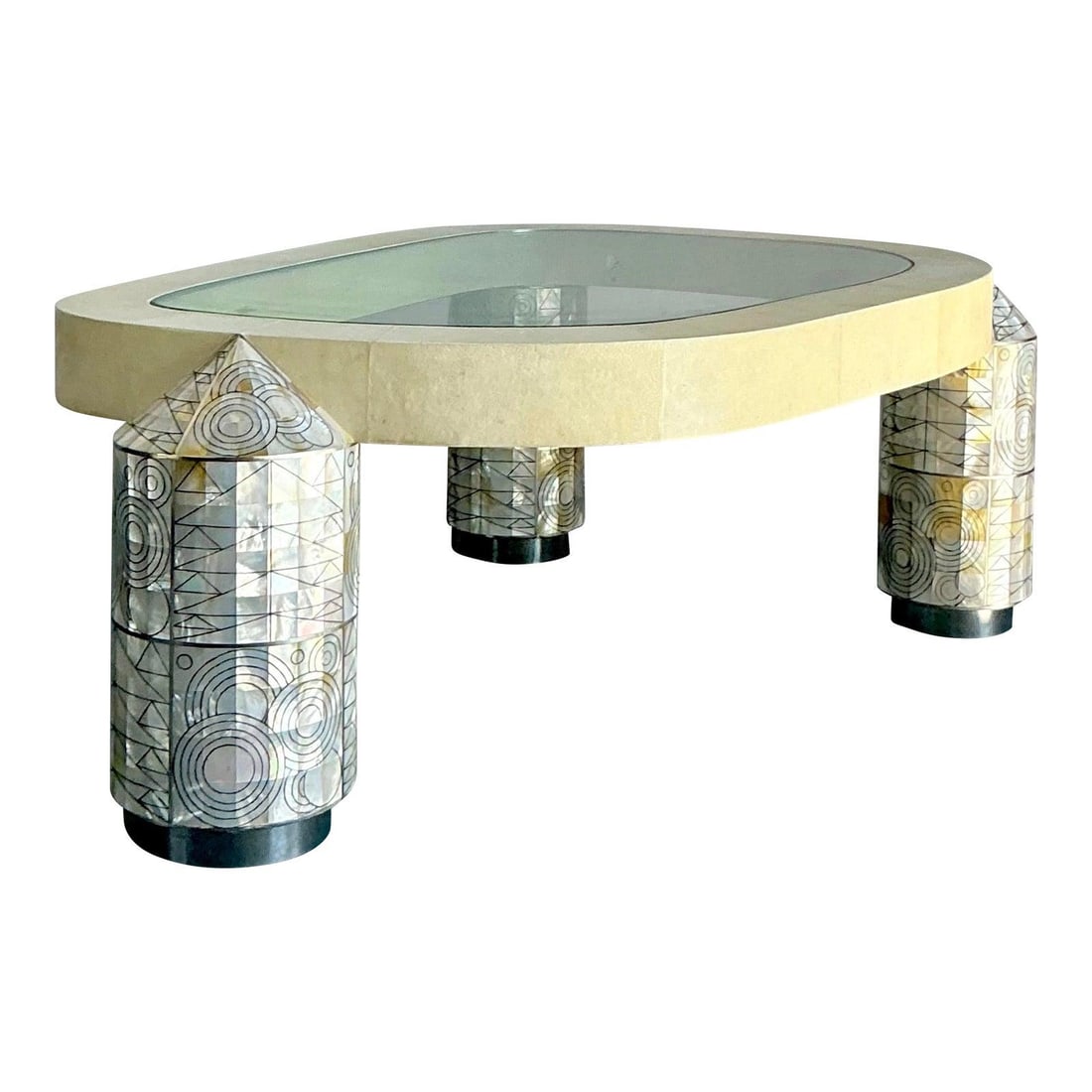 Mother of Pearl Inlay Coffee Table Inspired by Ron Seff with Glass Top (1 of 10)