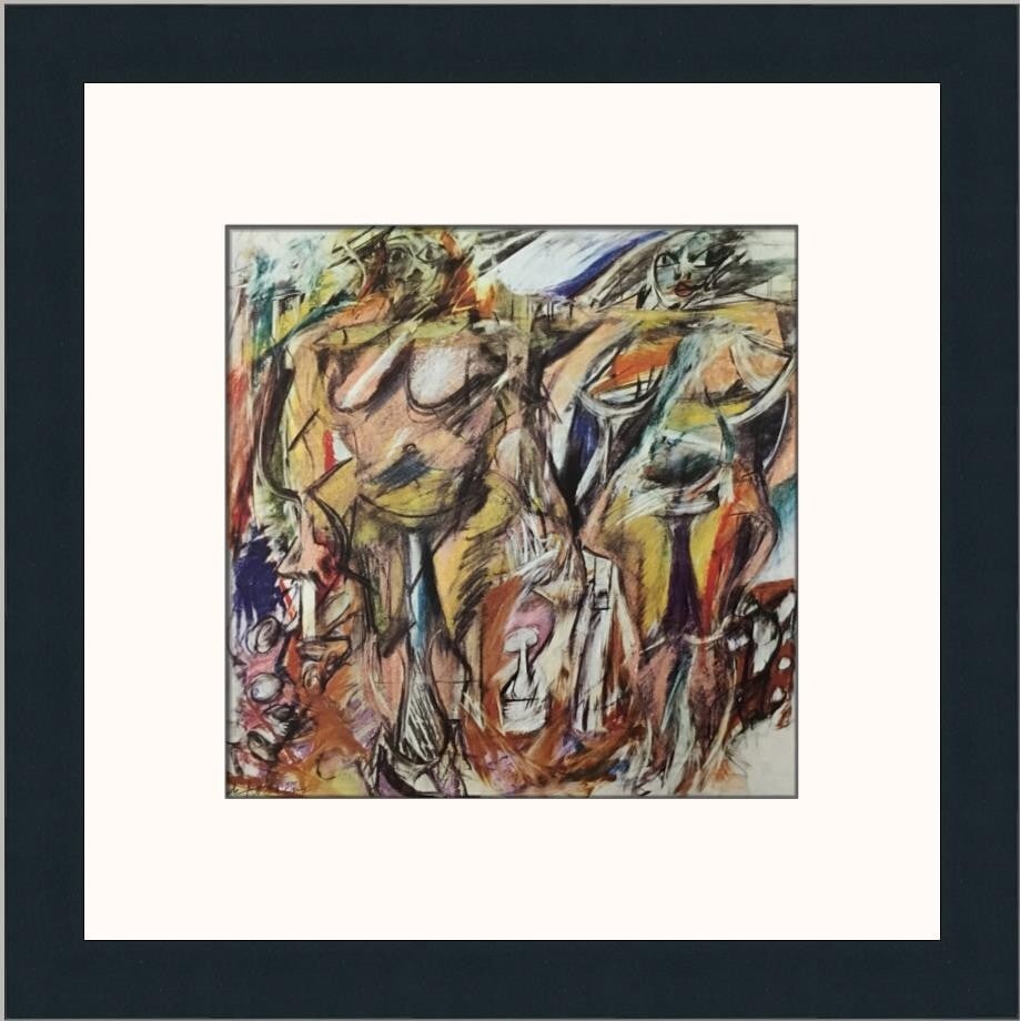 Willem de Kooning Two Women with Still Life Custom Framed Print 14x14: Willem de Kooning Two Women with Still Life Custom Framed Print 14x14 This stunning custom framed print titled "Two Women with Still Life" showcases the work of renowned artist Willem de Kooning. Crea