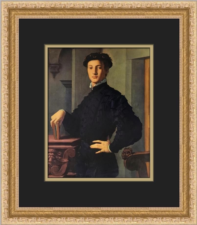 Framed Offset Lithograph Portrait of a Young Man After Bronzino: Framed Offset Lithograph Portrait of a Young Man After Bronzino This is a professionally custom framed open edition offset lithograph print of "Portrait of a Young Man" by Agnolo Bronzino. Produced in
