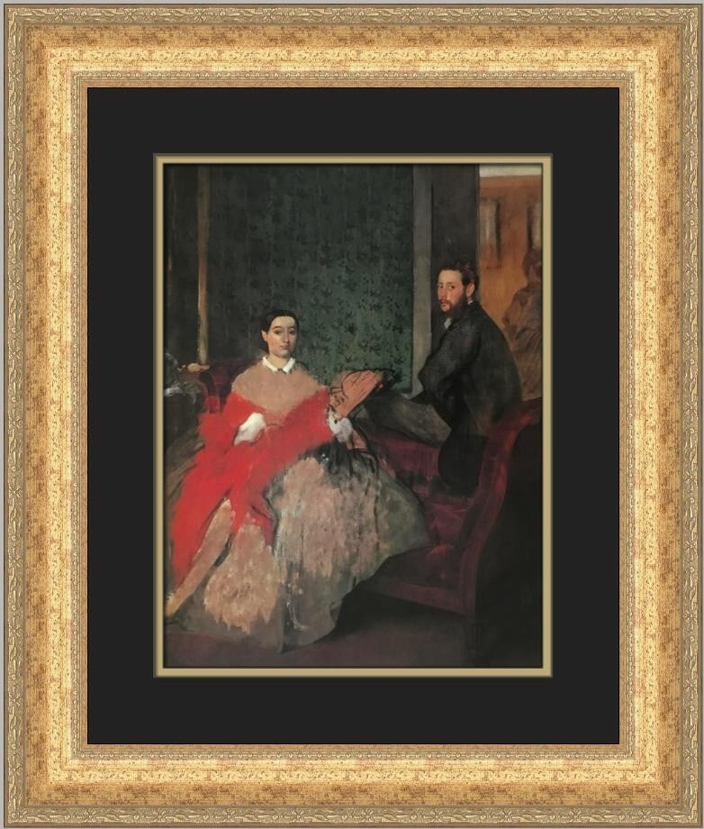 Edgar Degas Edmondo and Therese Morbilli Custom Framed Print 21 x 19: Edgar Degas Edmondo and Therese Morbilli Custom Framed Print 21 x 19 Presenting a stunning custom framed print of Edgar Degas's iconic work, "Edmondo and Therese Morbilli." This medium-sized print fea