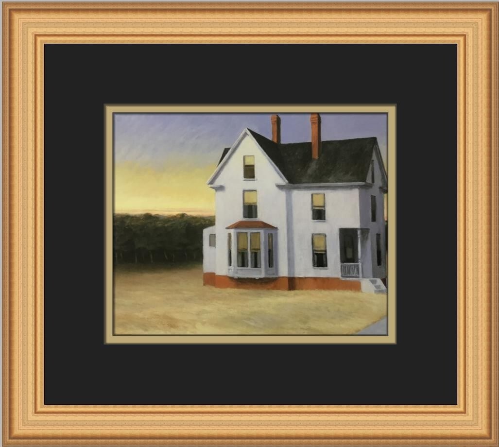 Edward Hopper Cape Cod Sunset Custom Framed Art Print 12x14: Edward Hopper Cape Cod Sunset Custom Framed Art Print 12x14 This stunning custom framed print features Edward Hopper's iconic artwork "Cape Cod Sunset," capturing the serene beauty of the Cape Cod lan