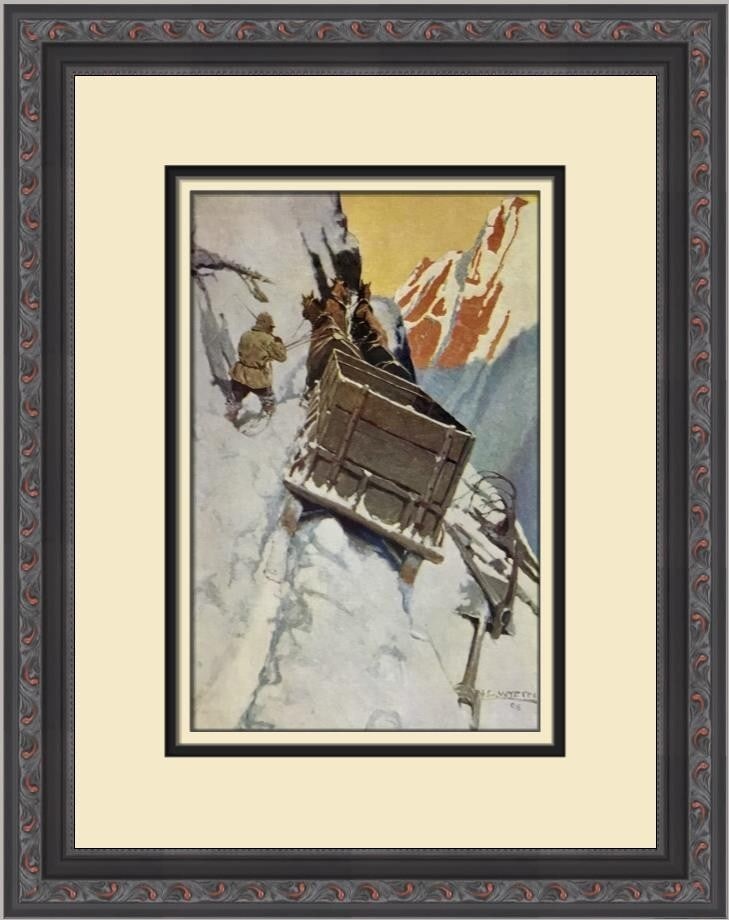 N C Wyeth How They Opened the Snow Road Custom Framed Print 14 x 12: N C Wyeth How They Opened the Snow Road Custom Framed Print 14 x 12 This custom framed print titled "How They Opened the Snow Road" by N.C. Wyeth captures the essence of Impressionism and showcases a
