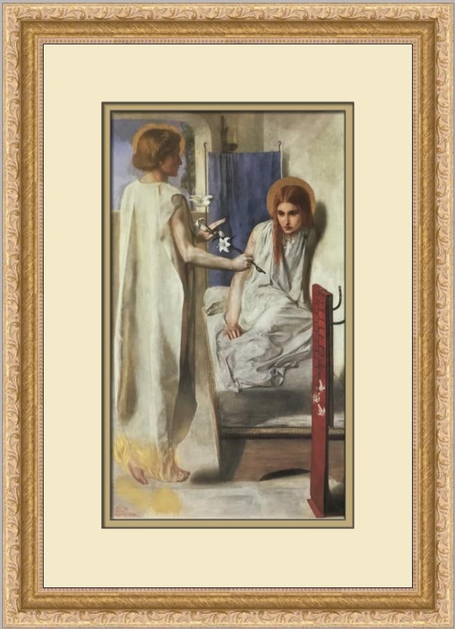 Dante Gabriel Rossetti The Annunciation Custom Framed Print 17x13: Dante Gabriel Rossetti The Annunciation Custom Framed Print 17x13 This exquisite custom framed print titled 'The Annunciation' by Dante Gabriel Rossetti showcases the artist's mastery in Impressionism