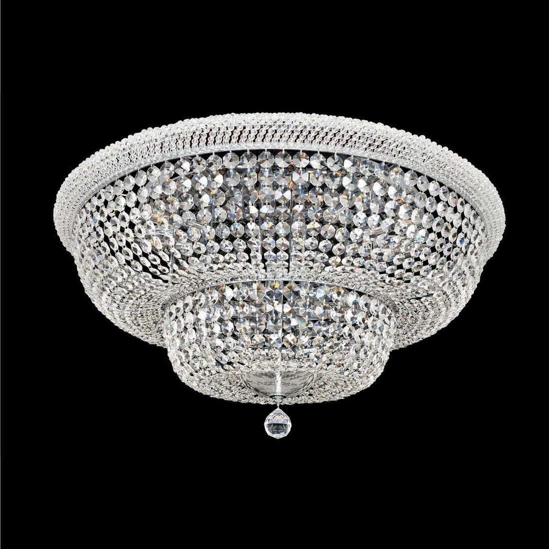 Kalco Napoli Art Deco Flush Mount Chandelier Chrome Firenze Crystal: Kalco Napoli Art Deco Flush Mount Chandelier Chrome Firenze Crystal Illuminate your space with the stunning Glamorous Napoli Art Deco Lighting fixture. This exquisite flush mount light features a luxu