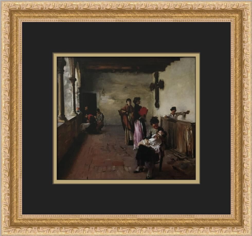 John Singer Sargent Venetian Loggia Custom Framed Art Print 14 x 13: John Singer Sargent Venetian Loggia Custom Framed Art Print 14 x 13 This stunning custom framed print titled "Venetian Loggia" is by renowned artist John Singer Sargent. Measuring 14 in x 13 in overal