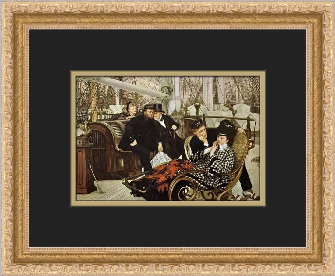 James Joseph Tissot The Last Evening Custom Framed Print 14 x 12 Gold Ornate: James Joseph Tissot The Last Evening Custom Framed Print 14 x 12 Gold Ornate This stunning custom framed print titled "The Last Evening" by artist James Joseph Tissot showcases an exquisite Impression