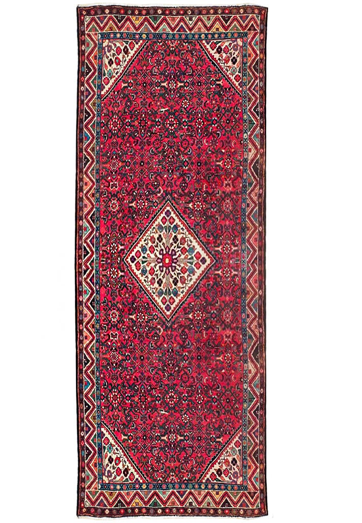5.3 x 10.7 Red Persian Herati Runner Handmade Wool Rug: 5.3 x 10.7 Red Persian Herati Runner Handmade Wool Rug Free continental US Shipping Discover the elegance of this handcrafted Red Semi-Antique Persian Herati Runner, measuring 5' 3" x 10' 7". This stu