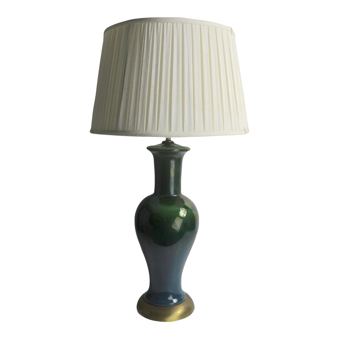 Mid Century Chinese Style Ceramic Table Lamp Green Blue Gloss (1 of 10)