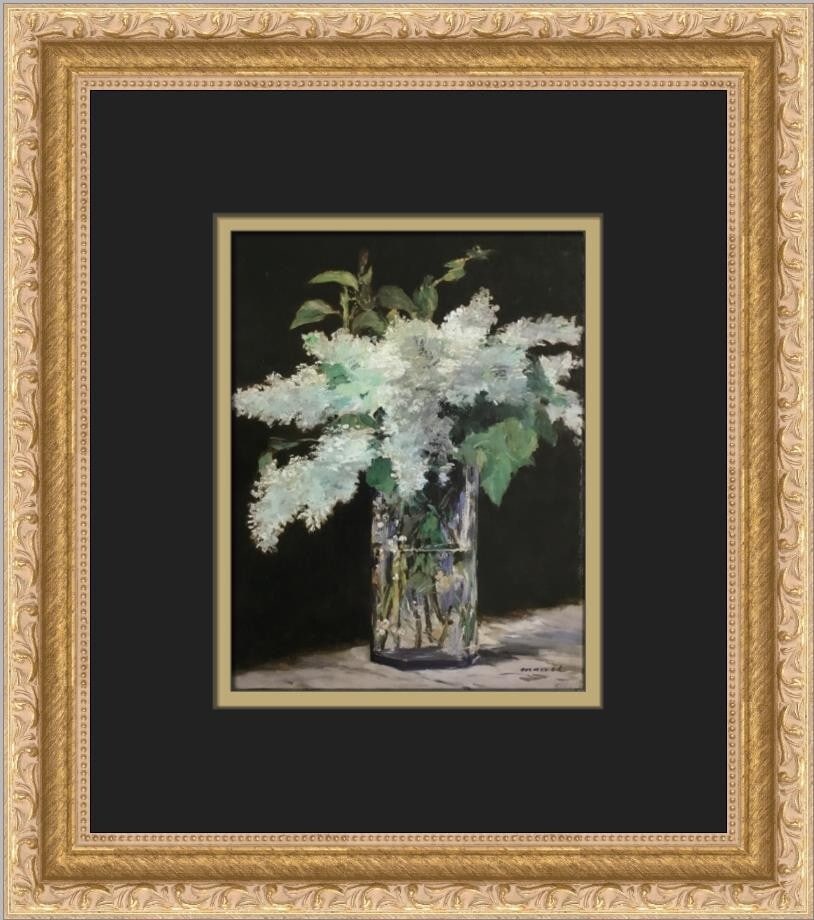 Claude Monet Bouquet of Lilacs Custom Framed Print 13x11 Impressionism: Claude Monet Bouquet of Lilacs Custom Framed Print 13x11 Impressionism This stunning custom framed print features Claude Monet's enchanting artwork titled 'Bouquet of Lilacs.' Created using offset lit