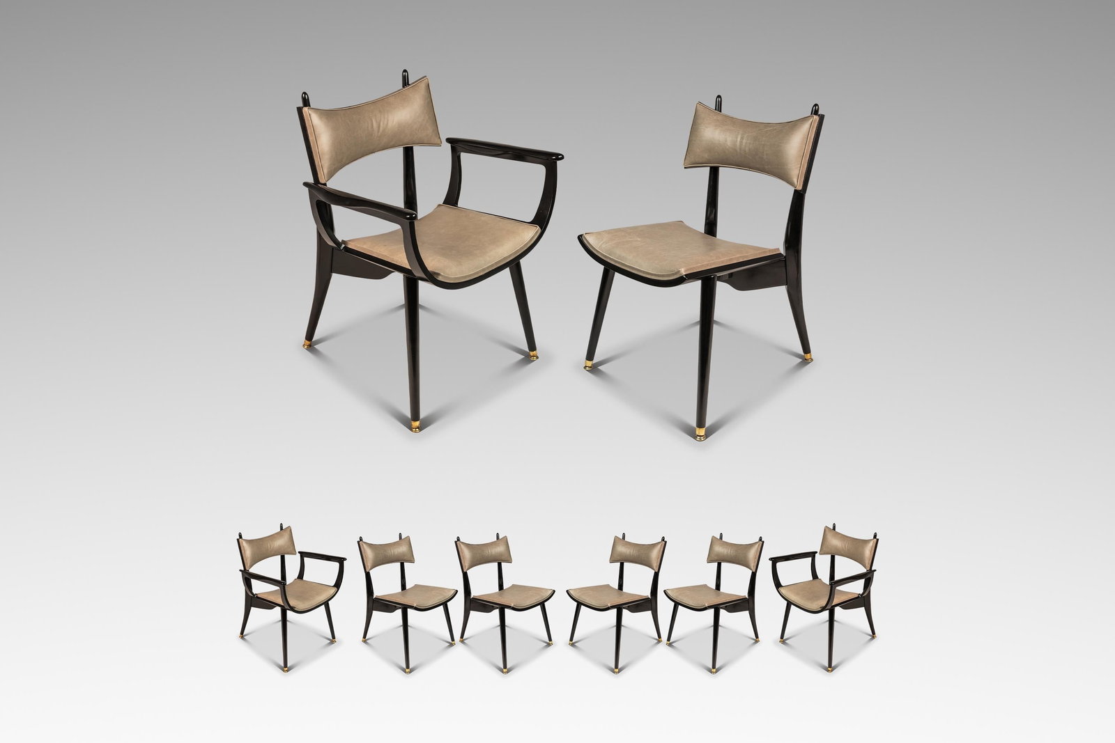 Rare Harold Schwartz Mid-Century Modern Set of 6 Horn Dining Chairs for Romweber (1 of 10)