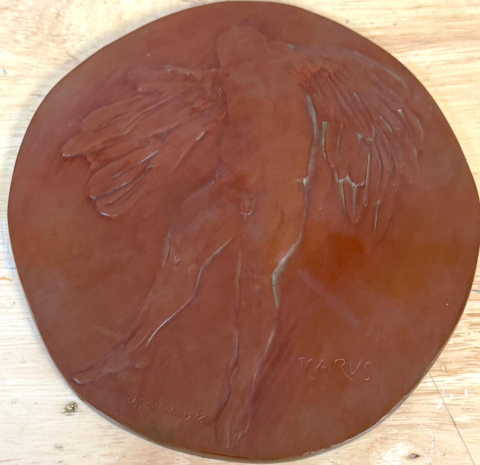 Icarus Cast Bronze Plaque by Leonard Baskin Numbered 3 of 250 1969 - 7