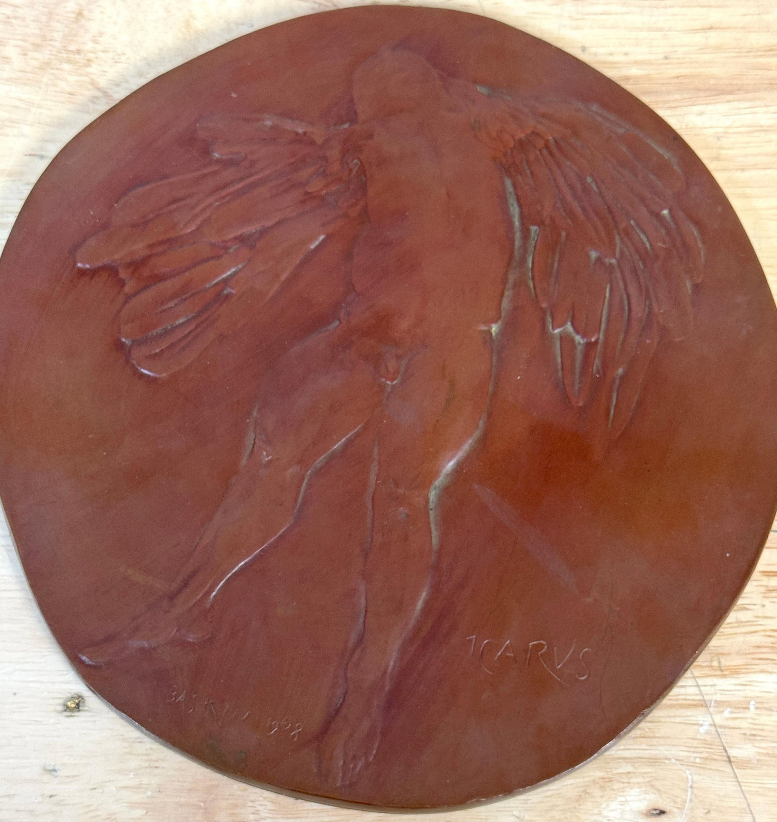 Icarus Cast Bronze Plaque by Leonard Baskin Numbered 3 of 250 1969 - 8