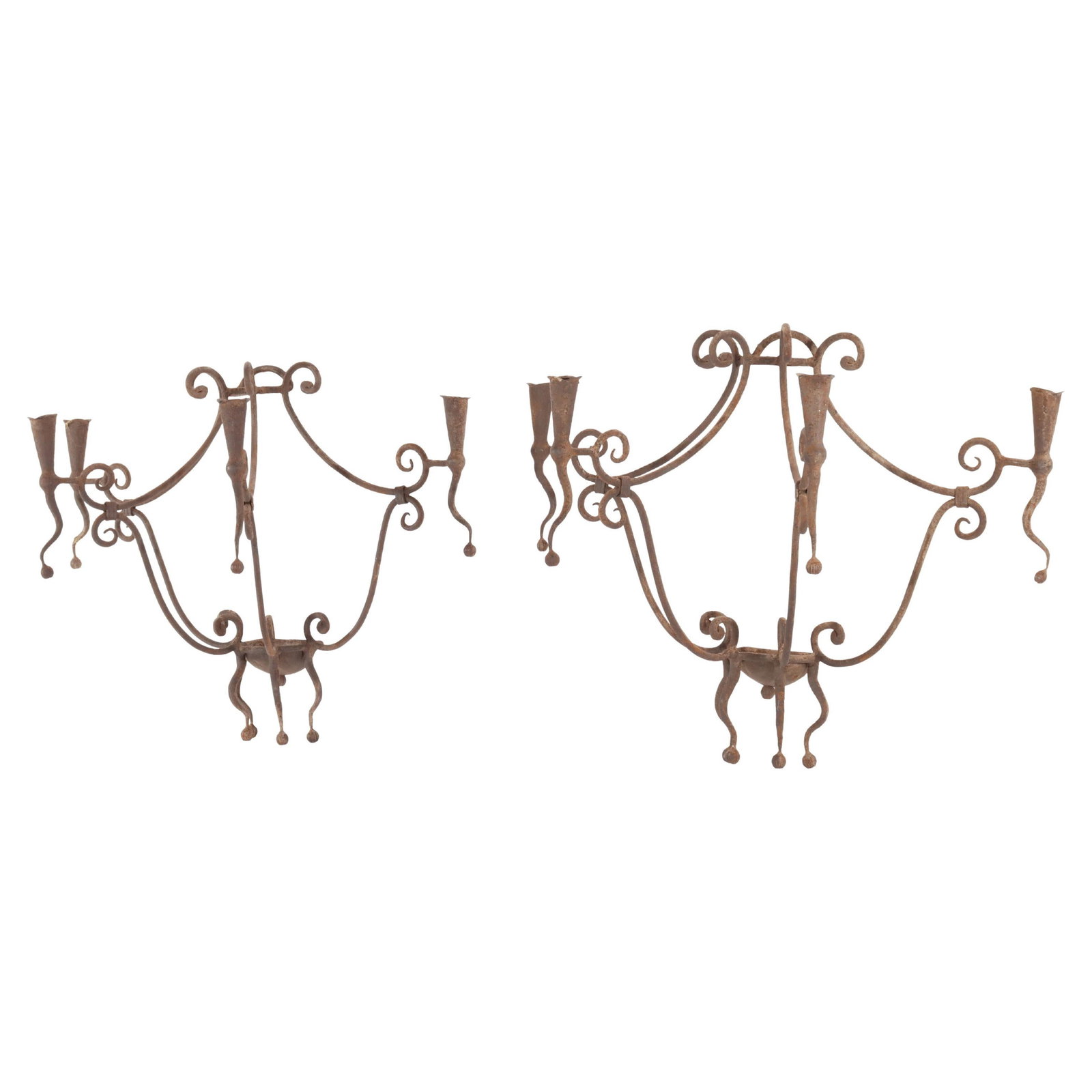 Victorian Wrought Iron Candle Sconces Set of 2 20th Century (1 of 8)