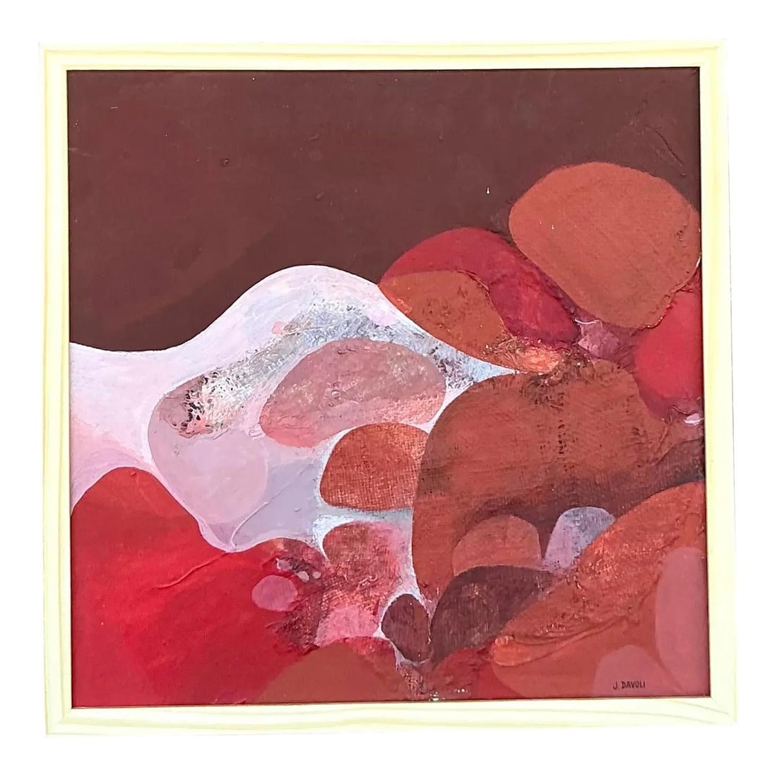 1970s Vintage Boho Abstract Oil Painting on Canvas 19.25x19.25: 1970s Vintage Boho Abstract Oil Painting on Canvas 19.25x19.25 Transform your space with this original abstract oil painting on canvas, encapsulating the vibrant energy of the 1970s Vintage Boho aesth